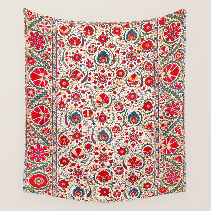Bokhara  Antique Uzbek Suzani Embroidery Print Wall Tapestry Gallery Image 4