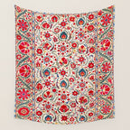 Bokhara  Antique Uzbek Suzani Embroidery Print Wall Tapestry Gallery Image 4