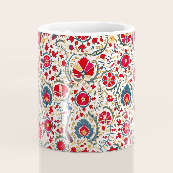 Bokhara  Antique Uzbek Suzani Embroidery Print Coffee Mug Gallery Image 4