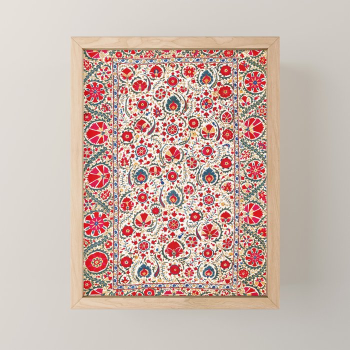 Bokhara  Antique Uzbek Suzani Embroidery Print Mini Art Print Gallery Image 1