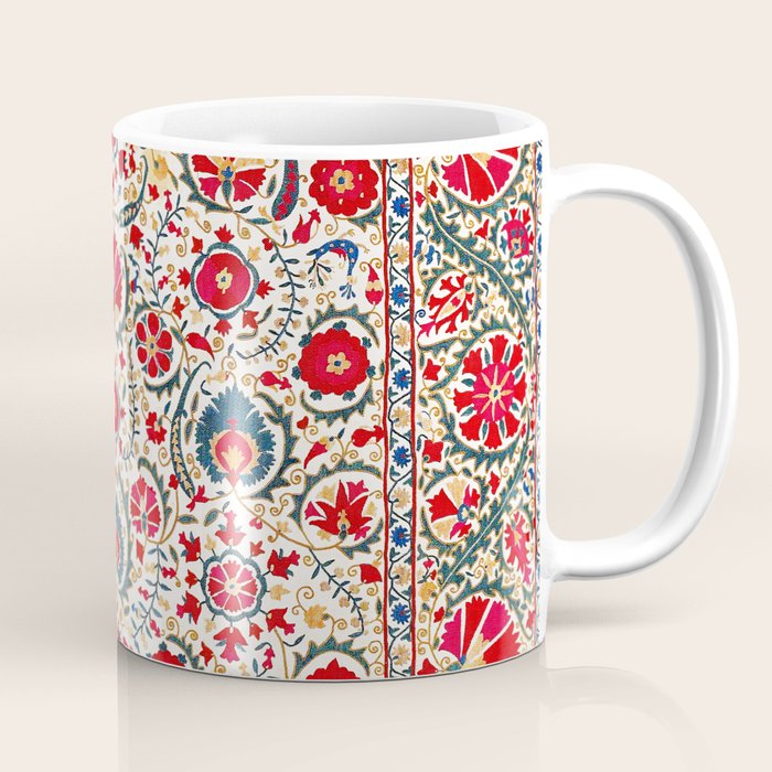 Bokhara  Antique Uzbek Suzani Embroidery Print Coffee Mug Gallery Image 1