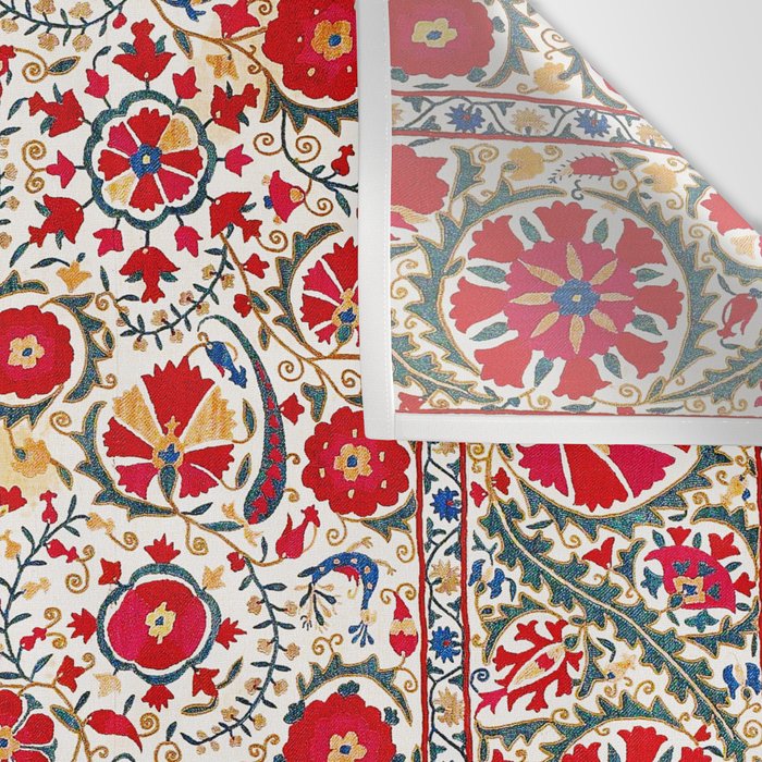 Bokhara  Antique Uzbek Suzani Embroidery Print Wall Tapestry Gallery Image 3