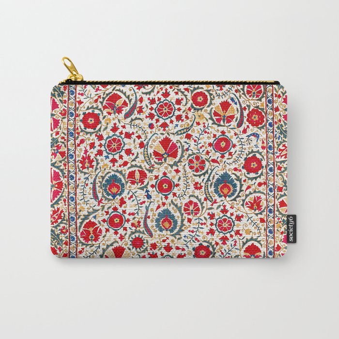 Bokhara  Antique Uzbek Suzani Embroidery Print Carry All Pouch Gallery Image 1
