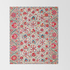 Bokhara  Antique Uzbek Suzani Embroidery Print Throw Blanket Gallery Image 2