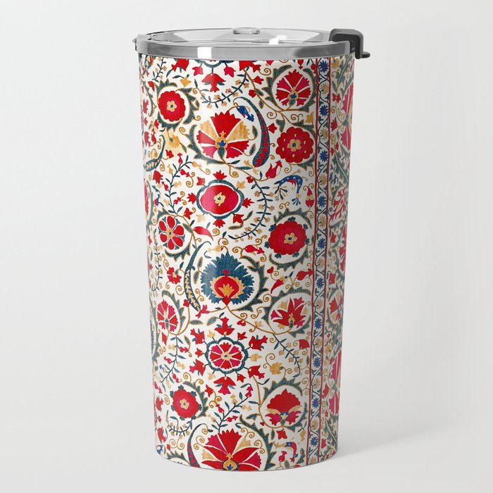 Bokhara  Antique Uzbek Suzani Embroidery Print Travel Mug Gallery Image 2