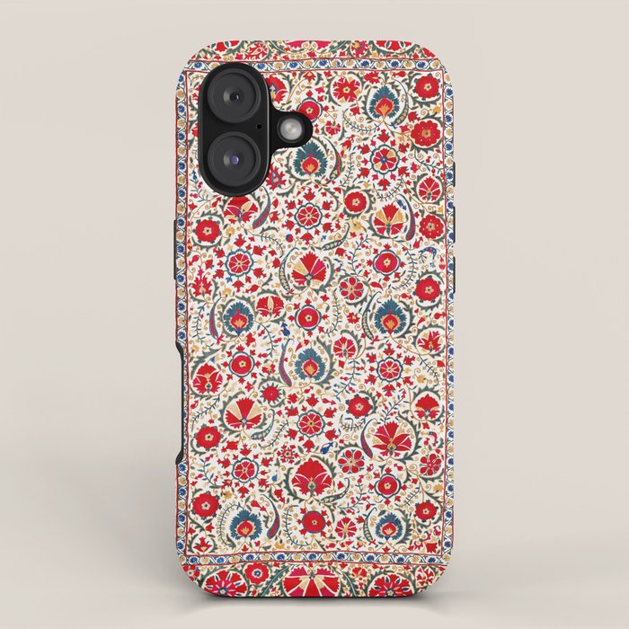 Bokhara  Antique Uzbek Suzani Embroidery Print iPhone Case Gallery Image 1