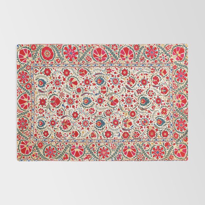 Bokhara  Antique Uzbek Suzani Embroidery Print Rug Gallery Image 2