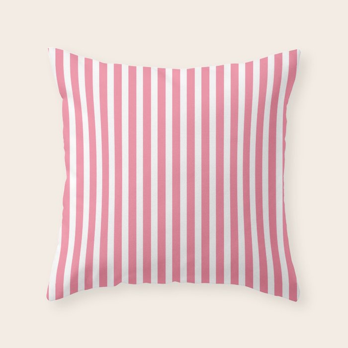 Rose Pink & White Cabana Stripe Throw Pillow Gallery Image 6