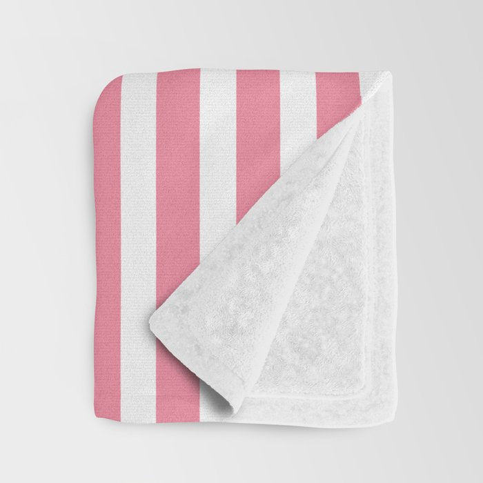 Rose Pink & White Cabana Stripe Throw Blanket Gallery Image 3