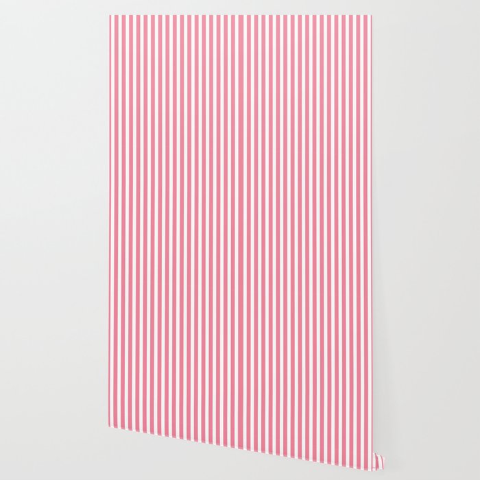 Rose Pink & White Cabana Stripe Wallpaper Gallery Image 2