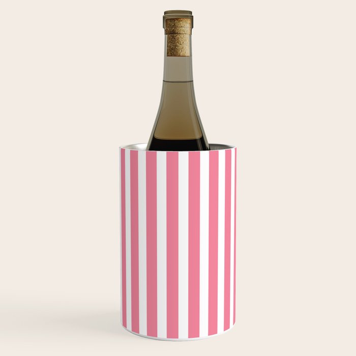 Rose Pink & White Cabana Stripe Wine Chiller Gallery Image 2