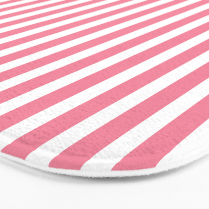 Rose Pink & White Cabana Stripe Bath Mat Gallery Image 3