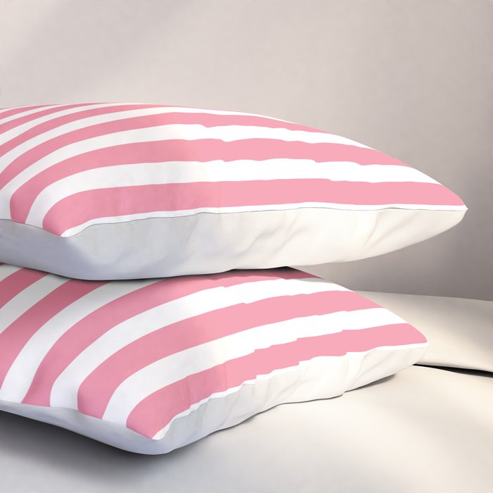Rose Pink & White Cabana Stripe Pillow Sham Gallery Image 3
