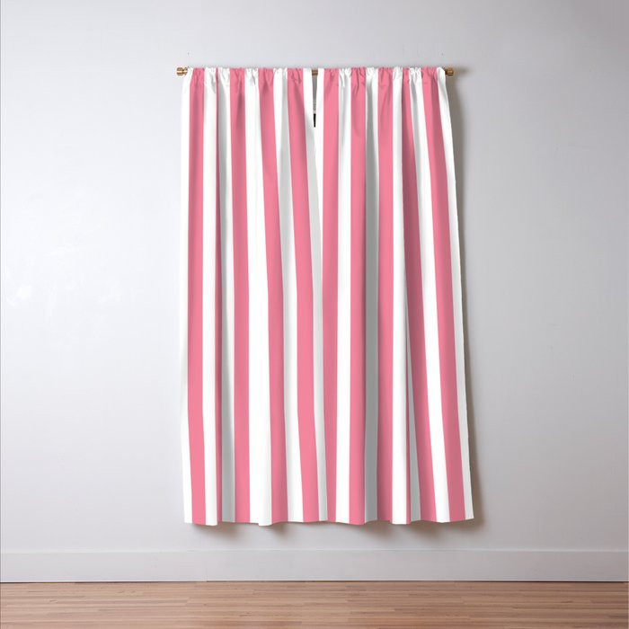 Rose Pink & White Cabana Stripe Window Curtain Gallery Image 3
