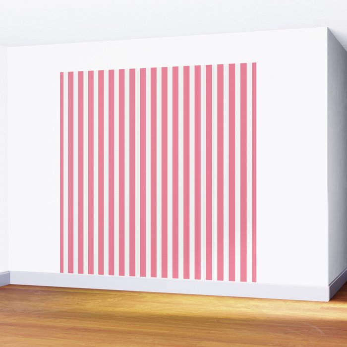 Rose Pink & White Cabana Stripe Wall Mural Gallery Image 2