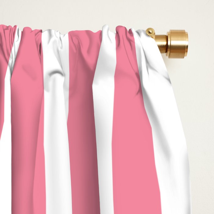 Rose Pink & White Cabana Stripe Window Curtain Gallery Image 2