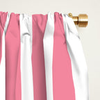 Rose Pink & White Cabana Stripe Window Curtain Gallery Image 2