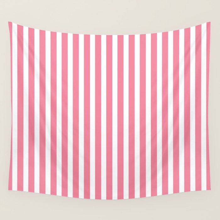 Rose Pink & White Cabana Stripe Wall Tapestry Gallery Image 4