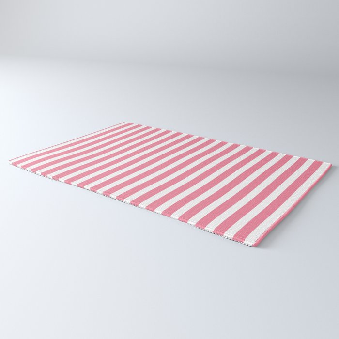 Rose Pink & White Cabana Stripe Rug Gallery Image 3