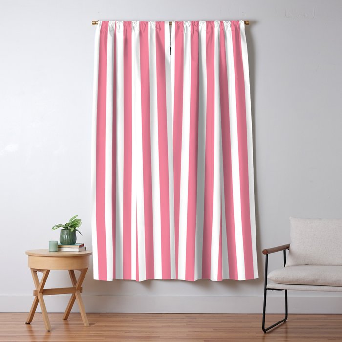 Rose Pink & White Cabana Stripe Window Curtain Gallery Image 1