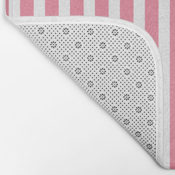 Rose Pink & White Cabana Stripe Bath Mat Gallery Image 2