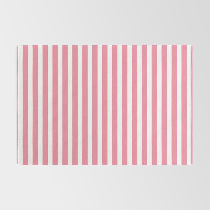 Rose Pink & White Cabana Stripe Rug Gallery Image 2