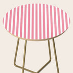 Rose Pink & White Cabana Stripe Side Table Gallery Image 2