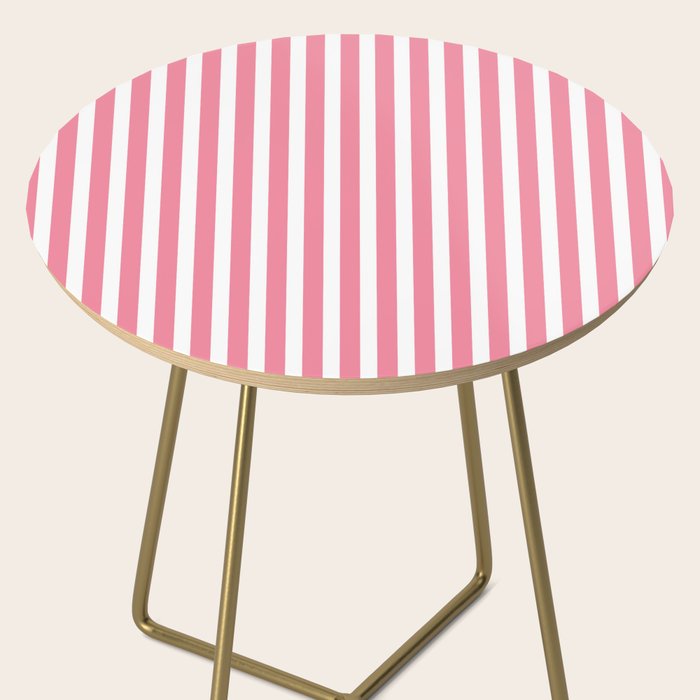 Rose Pink & White Cabana Stripe Side Table Gallery Image 2