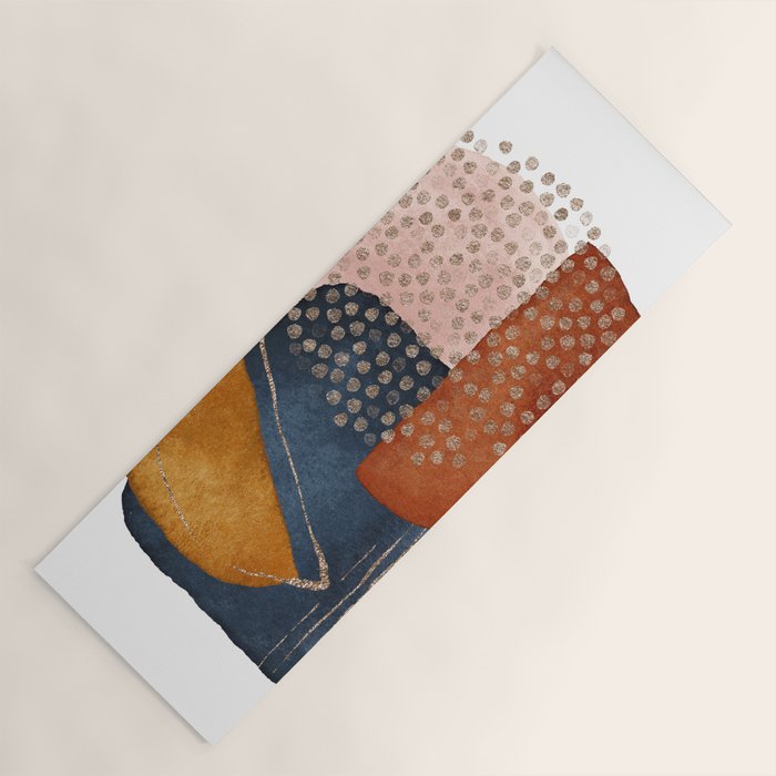 Abstract Terracotta, Navy Blue, Blush Pink, Art Print By LandSartprints  Yoga Mat Gallery Image 1