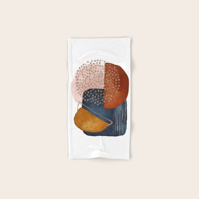 Abstract Terracotta, Navy Blue, Blush Pink, Art Print By LandSartprints  Bath Towel Gallery Image 1