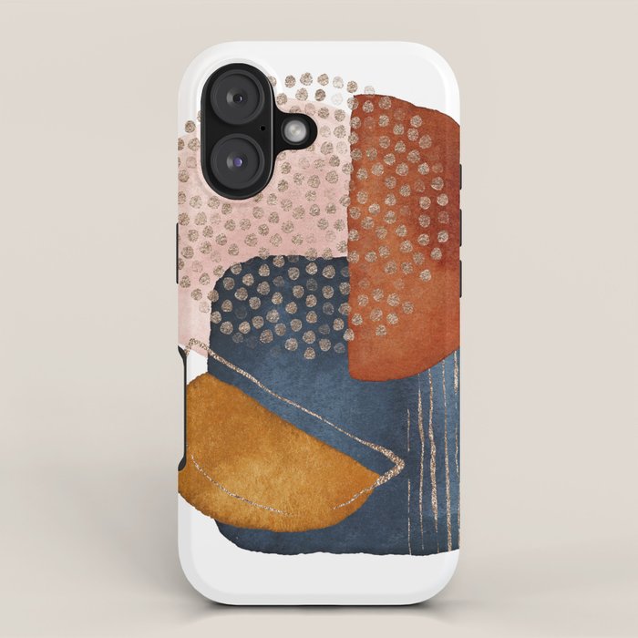 Abstract Terracotta, Navy Blue, Blush Pink, Art Print By LandSartprints  iPhone Case Gallery Image 1