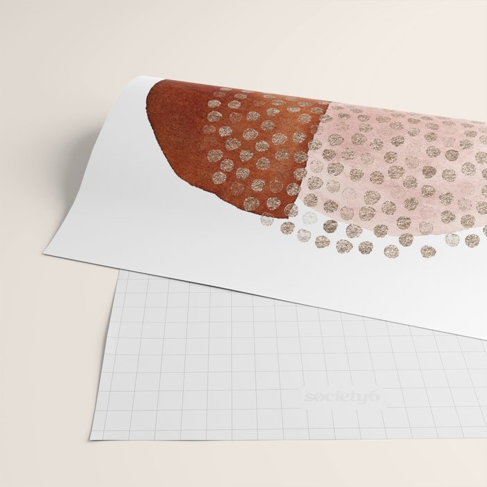 Abstract Terracotta, Navy Blue, Blush Pink, Art Print By LandSartprints  Wrapping Paper Gallery Image 2