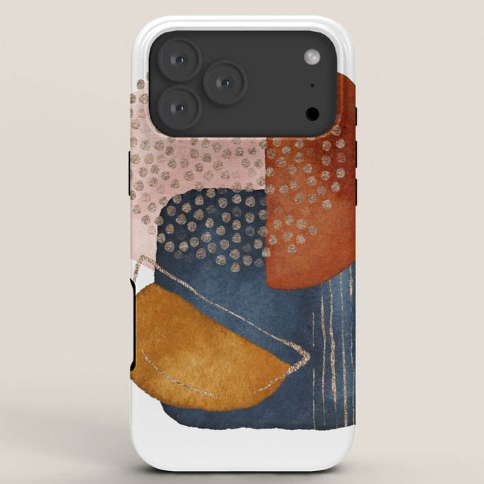 Abstract Terracotta, Navy Blue, Blush Pink, Art Print By LandSartprints  iPhone Case Gallery Image 8