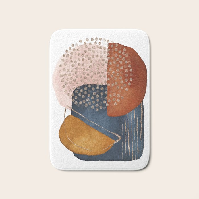 Abstract Terracotta, Navy Blue, Blush Pink, Art Print By LandSartprints  Bath Mat Gallery Image 1