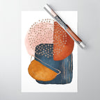 Abstract Terracotta, Navy Blue, Blush Pink, Art Print By LandSartprints  Wrapping Paper Gallery Image 1