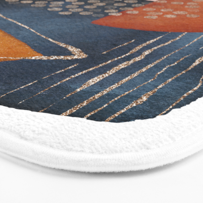 Abstract Terracotta, Navy Blue, Blush Pink, Art Print By LandSartprints  Bath Mat Gallery Image 3