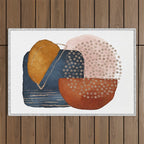 Abstract Terracotta, Navy Blue, Blush Pink, Art Print By LandSartprints  Outdoor Rug Gallery Image 1