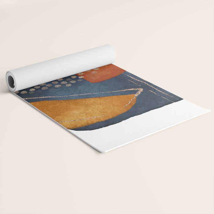 Abstract Terracotta, Navy Blue, Blush Pink, Art Print By LandSartprints  Yoga Mat Gallery Image 2