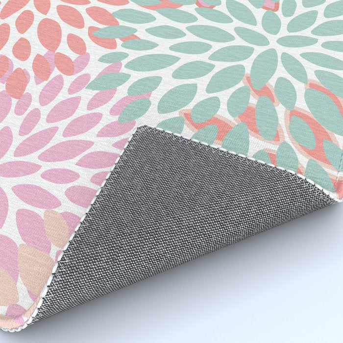 Festive, Floral Prints, Pink, Teal and Coral Rug Gallery Image 4