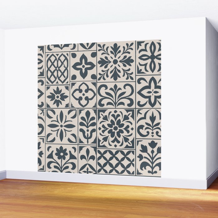 Dark Faux Tile Wall Mural Gallery Image 2