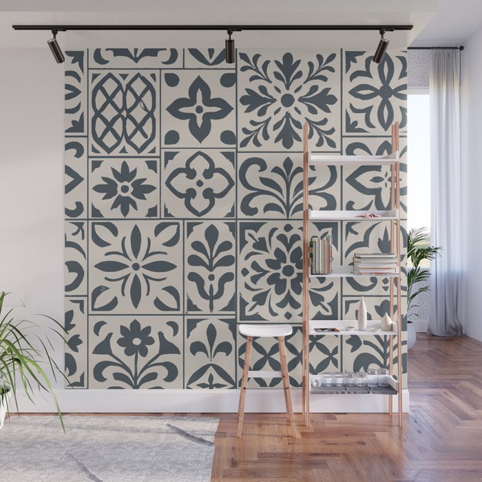 Dark Faux Tile Wall Mural Gallery Image 1