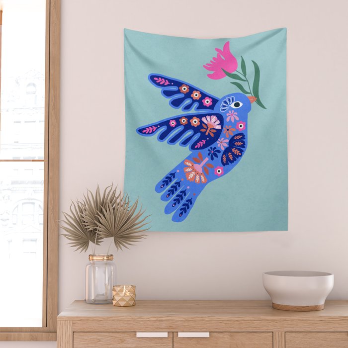 Bird and Bloom Wall Tapestry Gallery Image 2