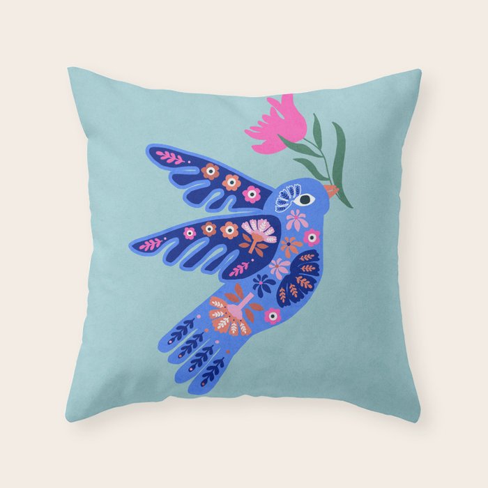 Bird and Bloom Throw Pillow Gallery Image 1