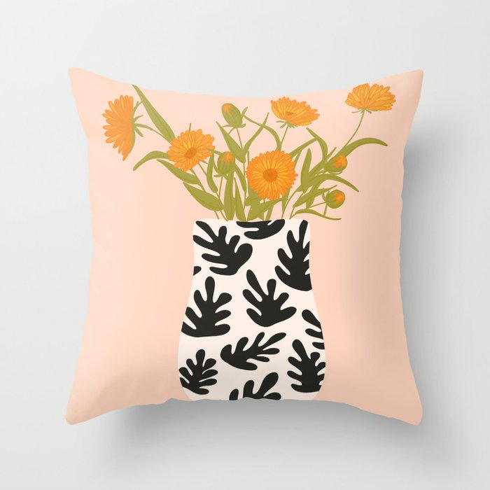 Vase no. 28 with Heliopsis Throw Pillow Gallery Image 1
