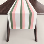 Hand Drawn Vertical Stripes Muted Green & Pink Table Runner Gallery Image 1