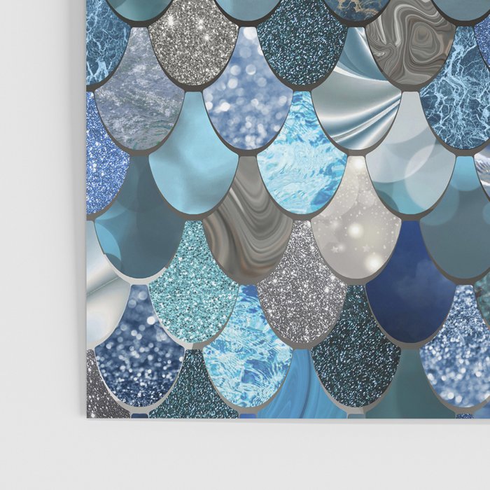 Mermaid Ocean Blue Pattern Poster Gallery Image 3