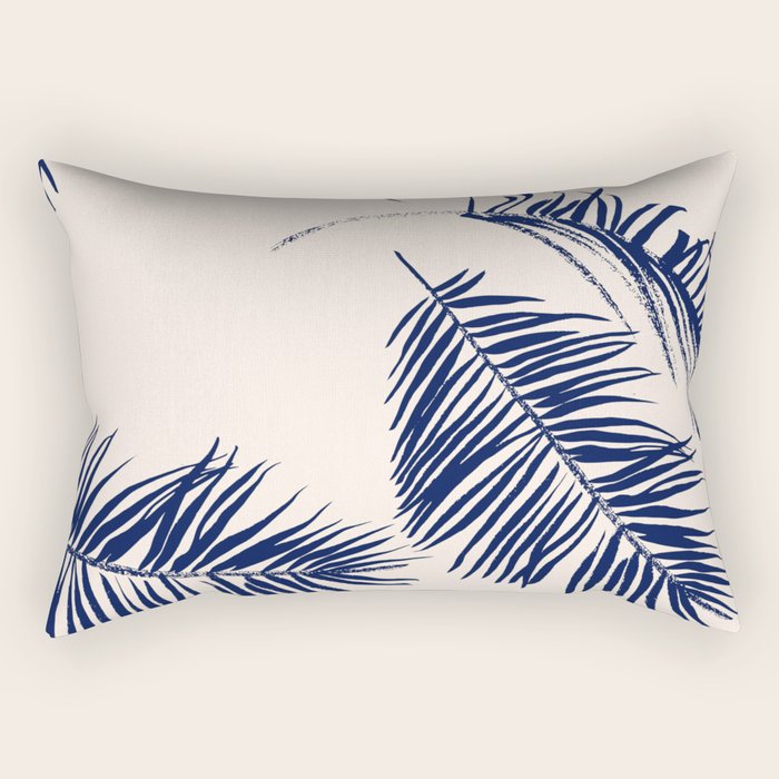 Blue Palm Leaves x Dry Brush Rectangular Pillow Gallery Image 2