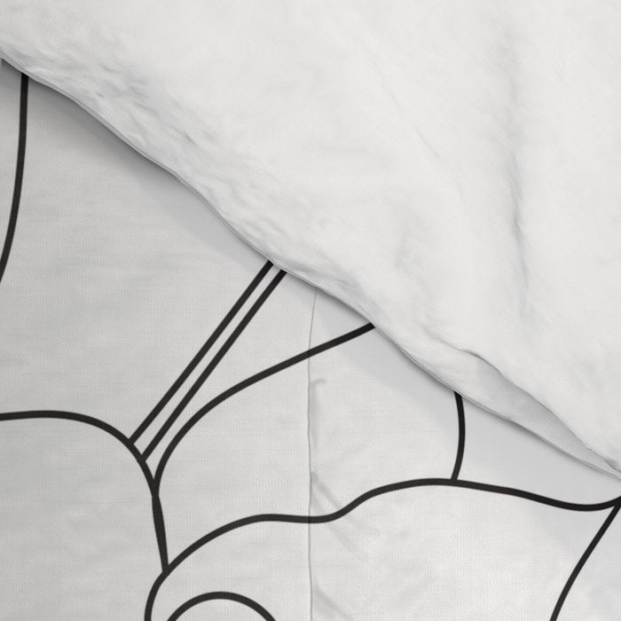 Minimal Line Art Woman with Magnolia Comforter Gallery Image 4