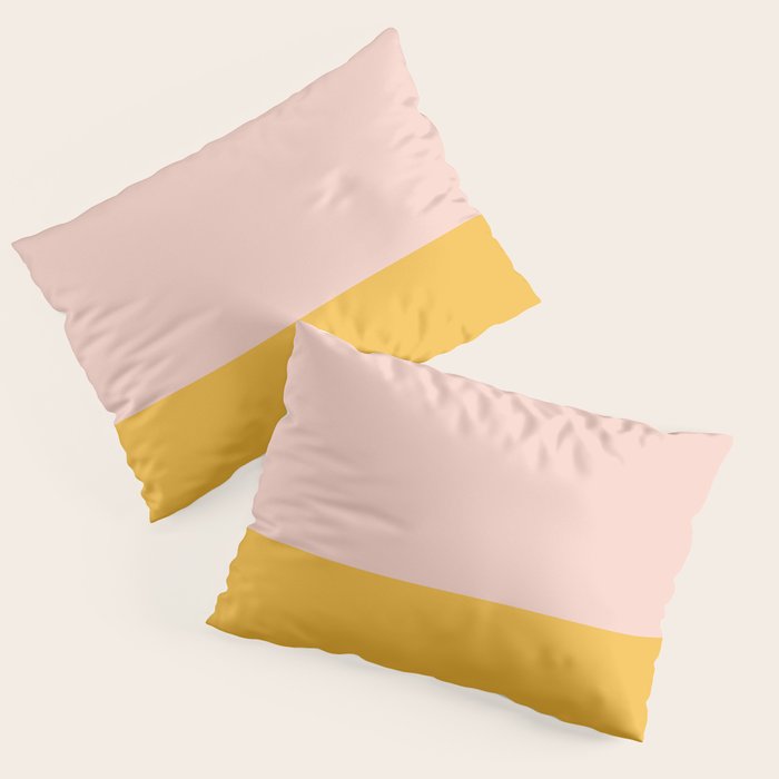 Color Block Blush Pink Mustard Yellow Pillow Sham Gallery Image 1
