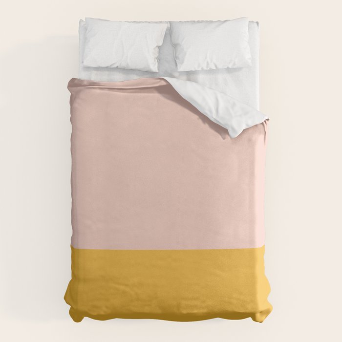 Color Block Blush Pink Mustard Yellow Duvet Cover Gallery Image 1